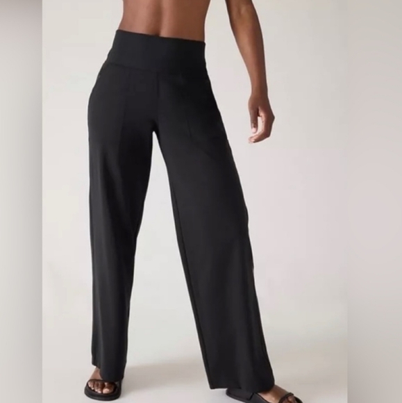 ATHLETA NWT Black Wide-Leg VENICE Easy & Comfy Women's Pants LG - Picture 2 of 7